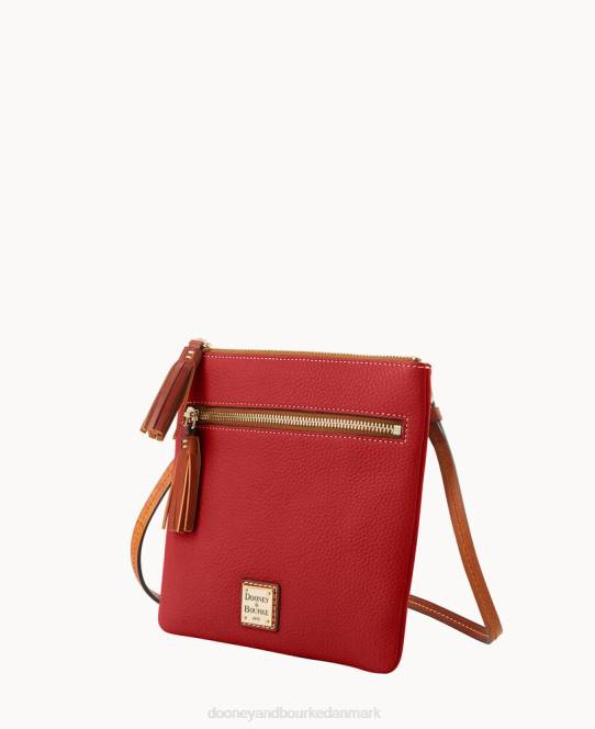 Dooney & Bourke pebble grain dobbelt lynlås kvast crossbody JV0J2344 poser rød