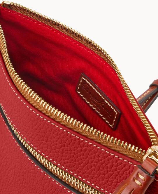 Dooney & Bourke pebble grain dobbelt lynlås kvast crossbody JV0J2344 poser rød