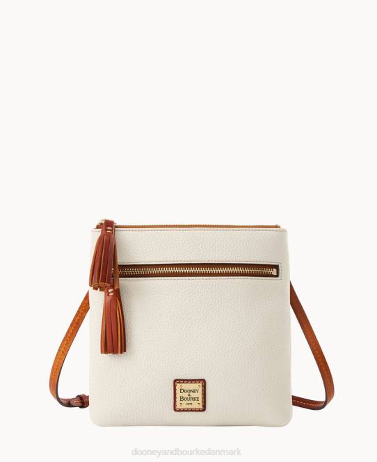 Dooney & Bourke pebble grain dobbelt lynlås kvast crossbody JV0J2346 poser hvid