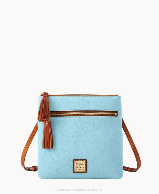 Dooney & Bourke pebble grain dobbelt lynlås kvast crossbody JV0J2347 poser caribisk blå