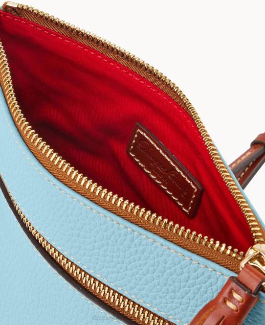 Dooney & Bourke pebble grain dobbelt lynlås kvast crossbody JV0J2347 poser caribisk blå