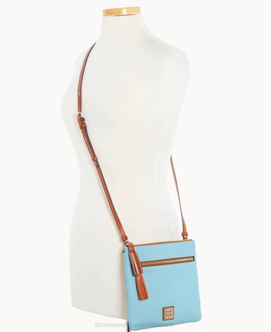 Dooney & Bourke pebble grain dobbelt lynlås kvast crossbody JV0J2347 poser caribisk blå