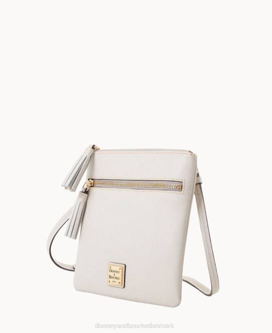 Dooney & Bourke saffiano dobbelt lynlås kvast crossbody JV0J2492 poser ecru