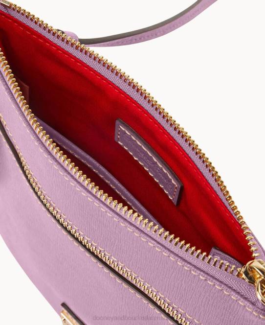 Dooney & Bourke saffiano dobbelt lynlås kvast crossbody JV0J2493 poser lys lilla