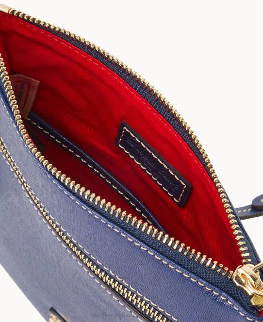 Dooney & Bourke saffiano dobbelt lynlås kvast crossbody JV0J2494 poser marine
