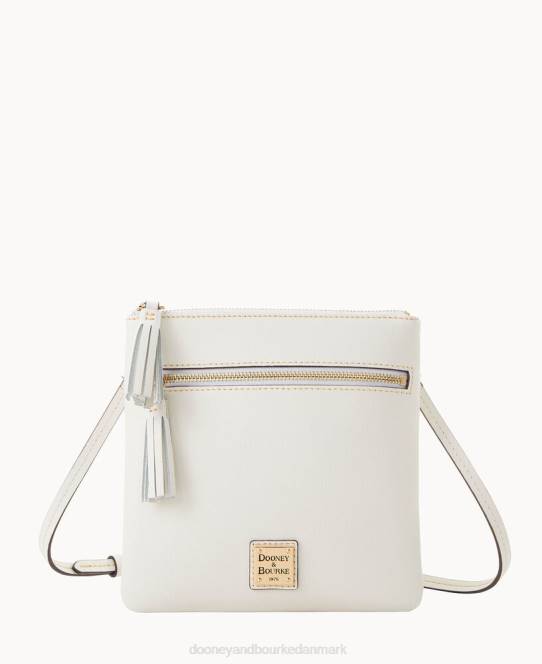 Dooney & Bourke saffiano dobbelt lynlås kvast crossbody JV0J2496 poser off white