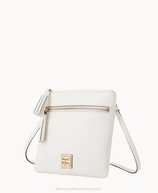Dooney & Bourke saffiano dobbelt lynlås kvast crossbody JV0J2496 poser off white