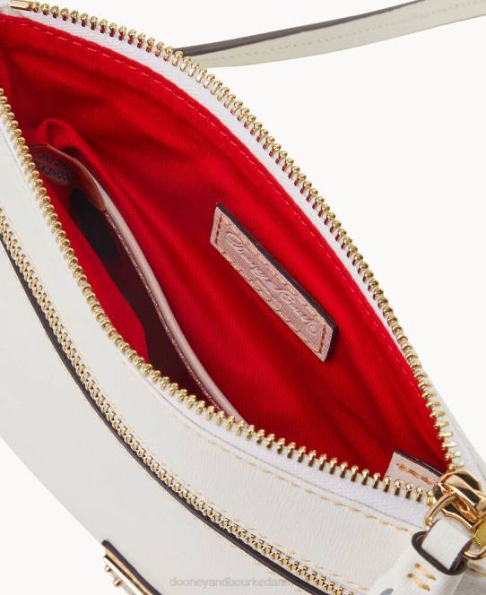 Dooney & Bourke saffiano dobbelt lynlås kvast crossbody JV0J2496 poser off white