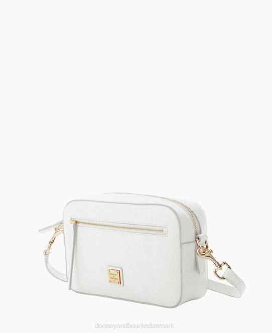 Dooney & Bourke saffiano kamera lynlås crossbody JV0J2442 poser off white