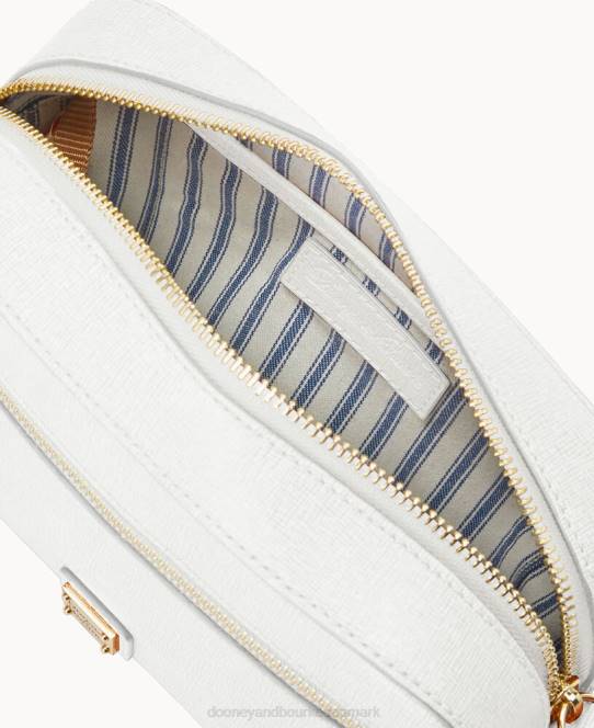Dooney & Bourke saffiano kamera lynlås crossbody JV0J2442 poser off white