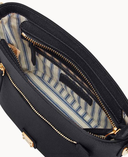 Dooney & Bourke saffiano lille crossbody med lynlås JV0J1600 poser sort