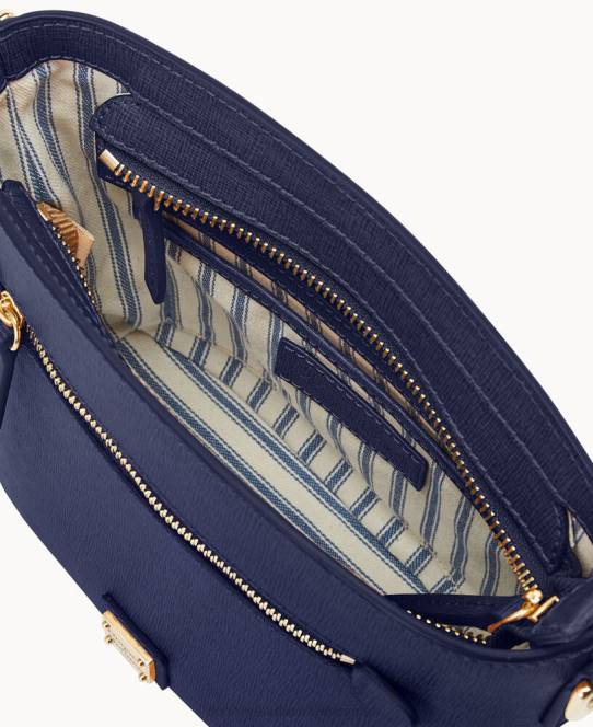 Dooney & Bourke saffiano lille crossbody med lynlås JV0J1601 poser marine