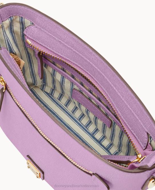 Dooney & Bourke saffiano lille crossbody med lynlås JV0J1602 poser lys lilla