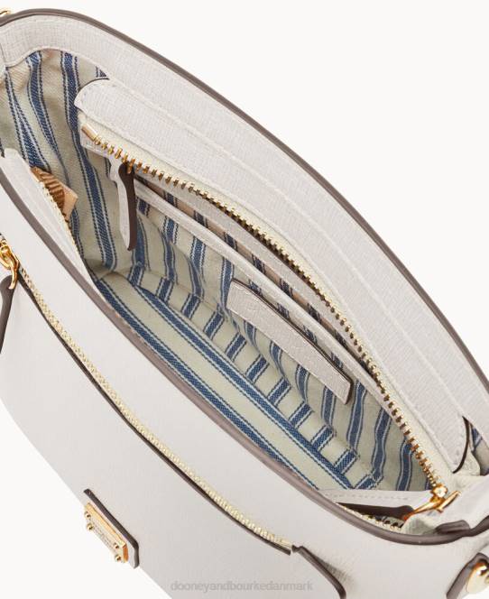 Dooney & Bourke saffiano lille crossbody med lynlås JV0J1604 poser ecru