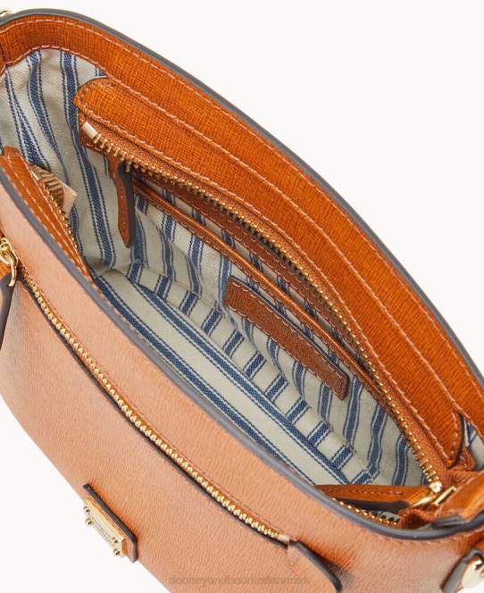 Dooney & Bourke saffiano lille crossbody med lynlås JV0J1605 poser naturlig