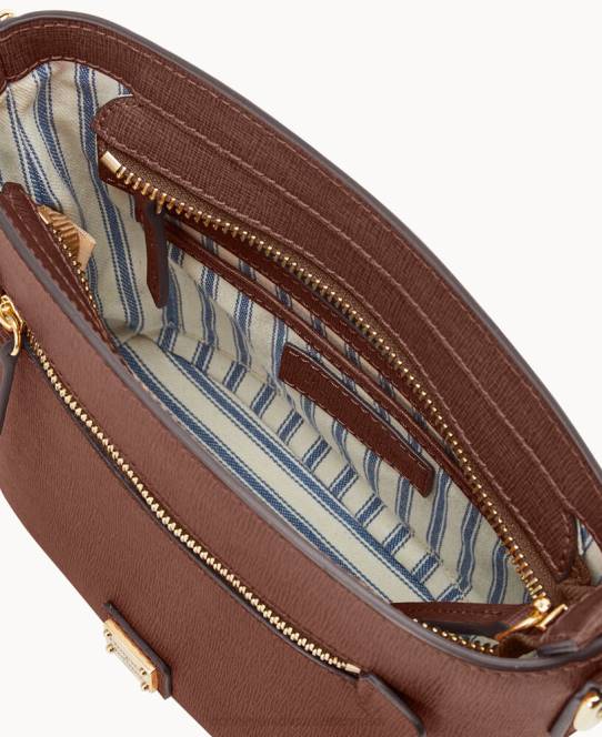 Dooney & Bourke saffiano lille crossbody med lynlås JV0J1607 poser rav