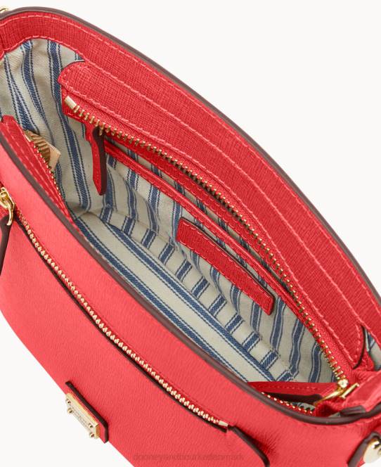 Dooney & Bourke saffiano lille crossbody med lynlås JV0J1608 poser tomat