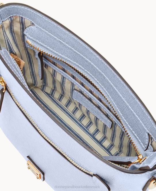 Dooney & Bourke saffiano lille crossbody med lynlås JV0J1609 poser gletsjerblå
