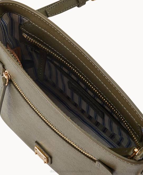 Dooney & Bourke saffiano lille crossbody med lynlås JV0J1611 poser oliven