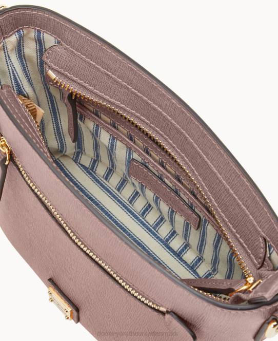Dooney & Bourke saffiano lille crossbody med lynlås JV0J1612 poser østers