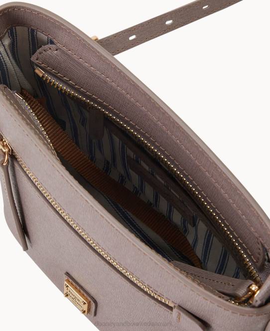 Dooney & Bourke saffiano lille crossbody med lynlås JV0J1613 poser taupe