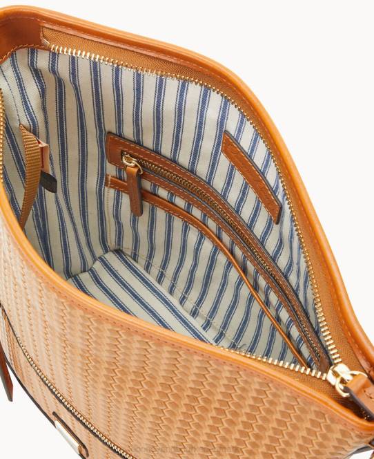 Dooney & Bourke camden vævet lille hobo crossbody JV0J2440 poser kamel