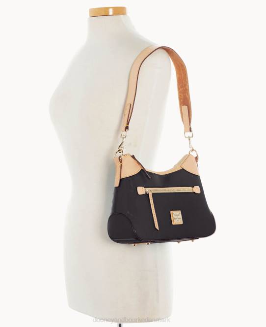 Dooney & Bourke patent lille hobo JV0J3596 poser sort