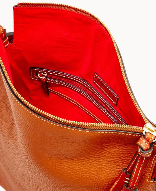 Dooney & Bourke småsten korn twist strop hobo JV0J3121 poser karamel