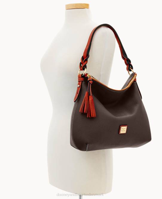 Dooney & Bourke småsten korn twist strop hobo JV0J3123 poser brun tmoro