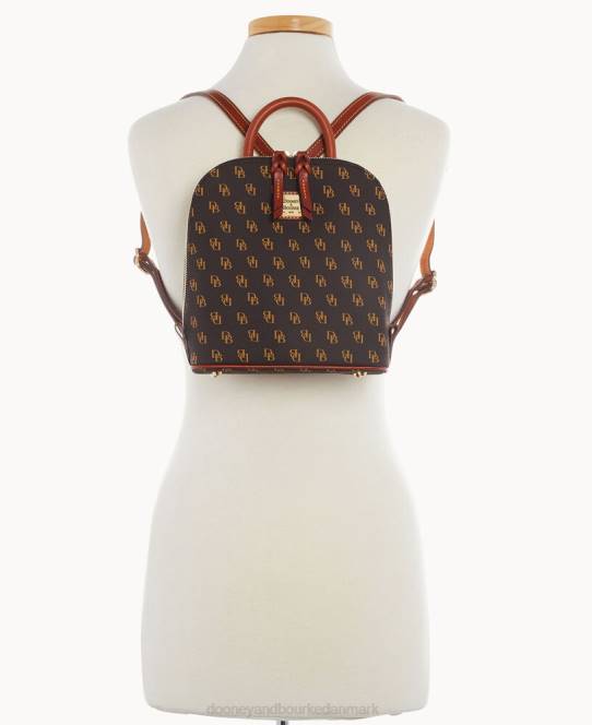 Dooney & Bourke Gretta lille rygsæk med lynlås JV0J3962 poser brun tmoro