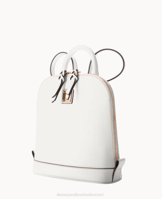 Dooney & Bourke saffiano lille rygsæk med lynlås JV0J3927 poser off white