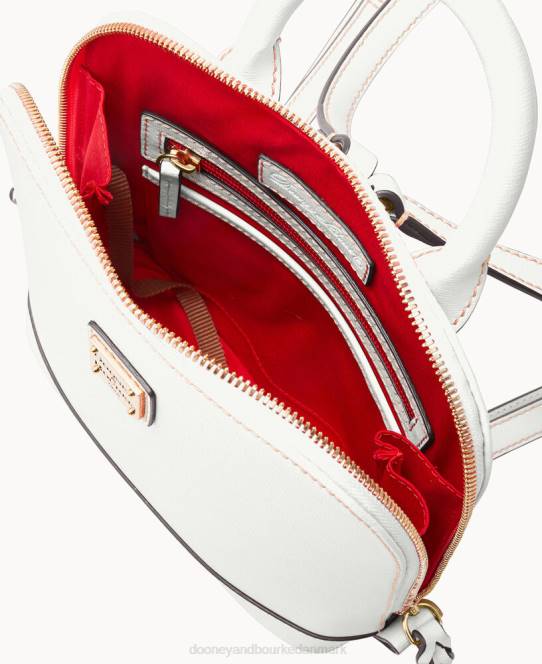 Dooney & Bourke saffiano lille rygsæk med lynlås JV0J3927 poser off white