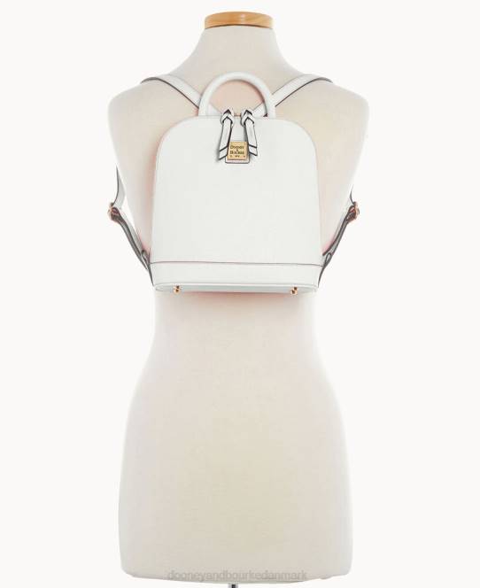 Dooney & Bourke saffiano lille rygsæk med lynlås JV0J3927 poser off white