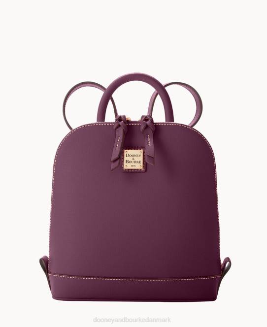Dooney & Bourke saffiano lille rygsæk med lynlås JV0J3930 poser blomme vin