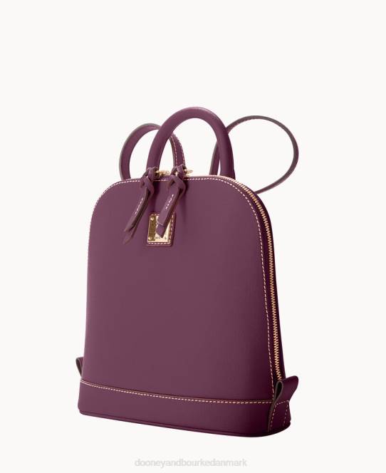 Dooney & Bourke saffiano lille rygsæk med lynlås JV0J3930 poser blomme vin