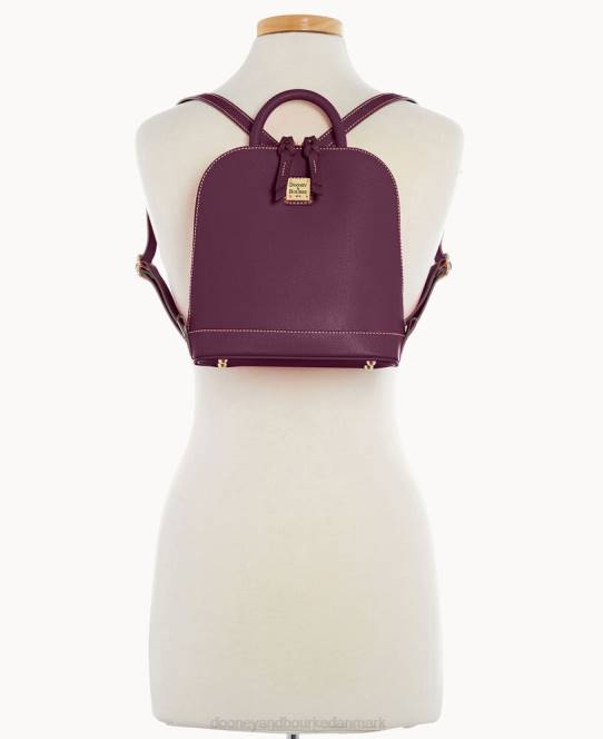 Dooney & Bourke saffiano lille rygsæk med lynlås JV0J3930 poser blomme vin