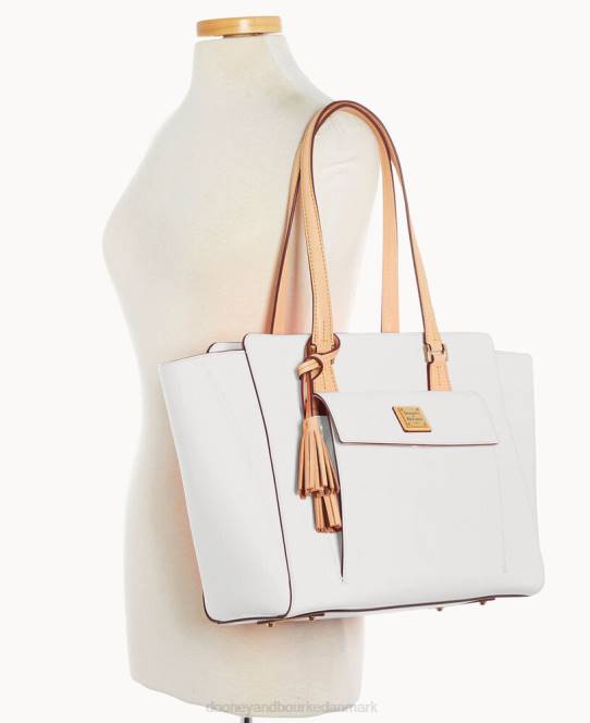 Dooney & Bourke patent øst vest shopper JV0J1329 poser hvid