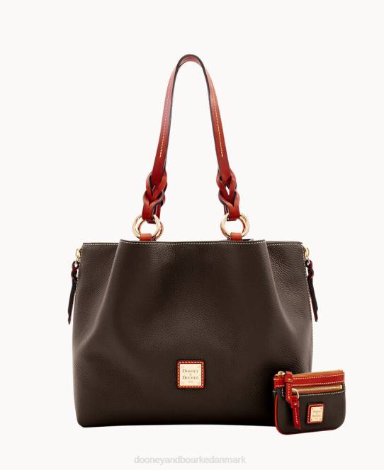 Dooney & Bourke småsten korn stor lynlås barlow lille møntkasse JV0J1366 poser brun tmoro