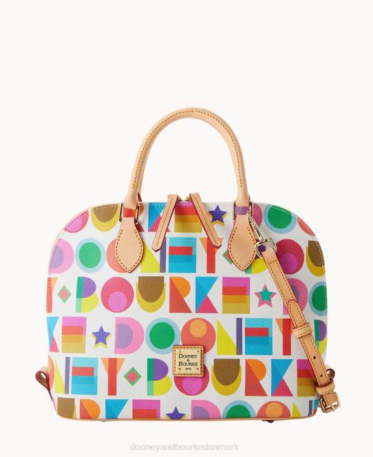 Dooney & Bourke art deco lynlåstaske med lynlås JV0J659 poser hvid