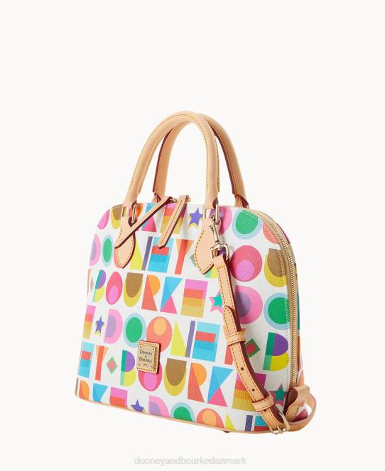 Dooney & Bourke art deco lynlåstaske med lynlås JV0J659 poser hvid