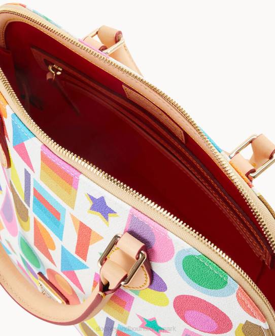 Dooney & Bourke art deco lynlåstaske med lynlås JV0J659 poser hvid