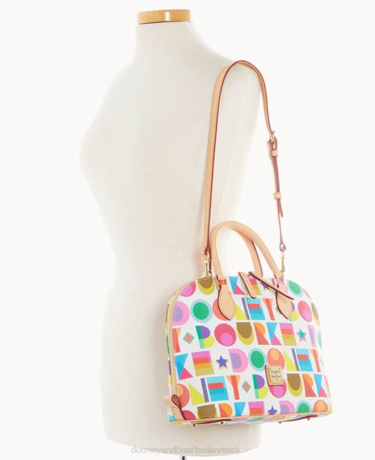 Dooney & Bourke art deco lynlåstaske med lynlås JV0J659 poser hvid