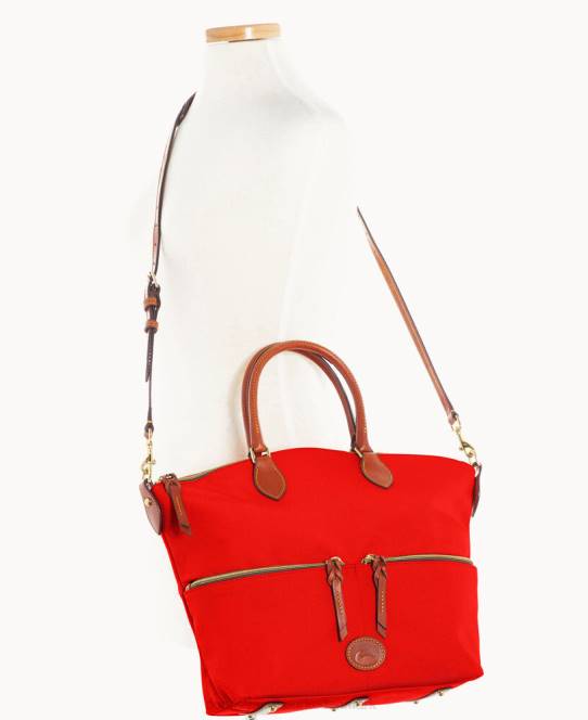 Dooney & Bourke nylon taske med stor lomme JV0J375 poser rød