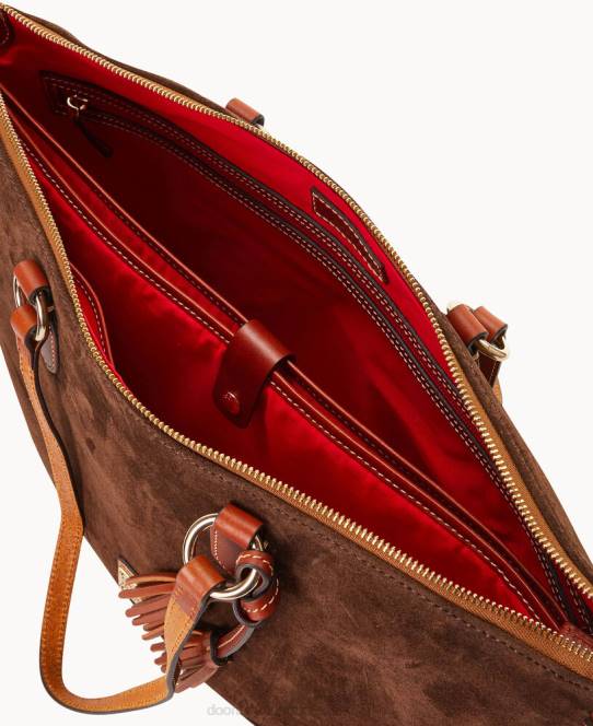 Dooney & Bourke karriere-tote i ruskind JV0J1487 poser brun tmoro