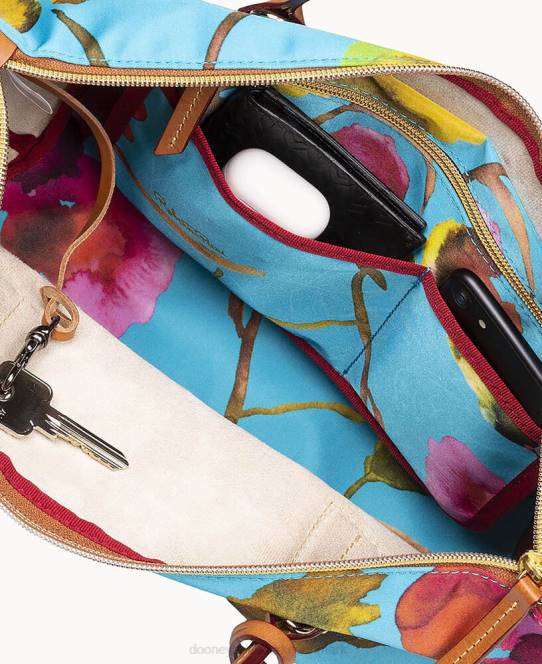 Dooney & Bourke roberta pieri blomst klassisk lille robertina-tote JV0J1132 poser lyseblå