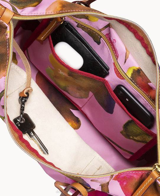 Dooney & Bourke roberta pieri blomst klassisk lille robertina-tote JV0J1133 poser lyserød