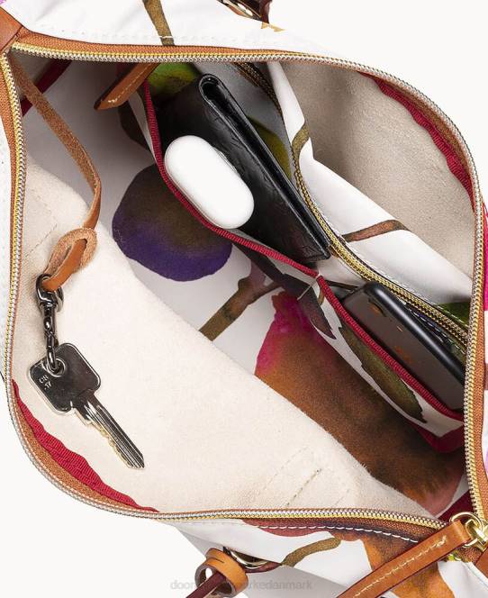 Dooney & Bourke roberta pieri blomst klassisk lille robertina-tote JV0J1137 poser hvid