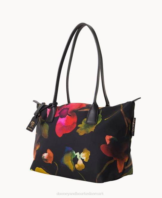 Dooney & Bourke roberta pieri blomst klassisk sm robertina tote med langt hank JV0J1435 poser sort