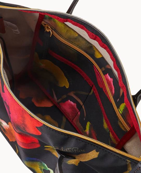 Dooney & Bourke roberta pieri blomst klassisk sm robertina tote med langt hank JV0J1435 poser sort