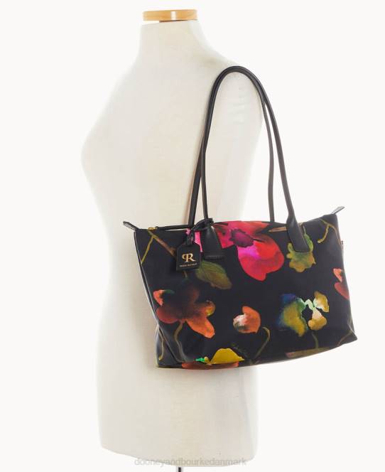 Dooney & Bourke roberta pieri blomst klassisk sm robertina tote med langt hank JV0J1435 poser sort